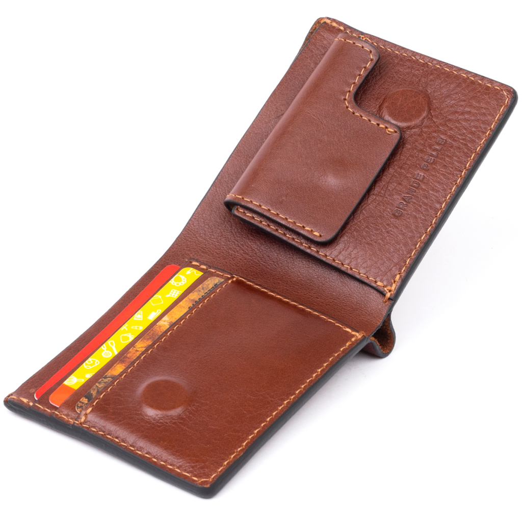 Портмоне Grande Pelle У гладкій шкірі Коричневе (11308) - изображение 7