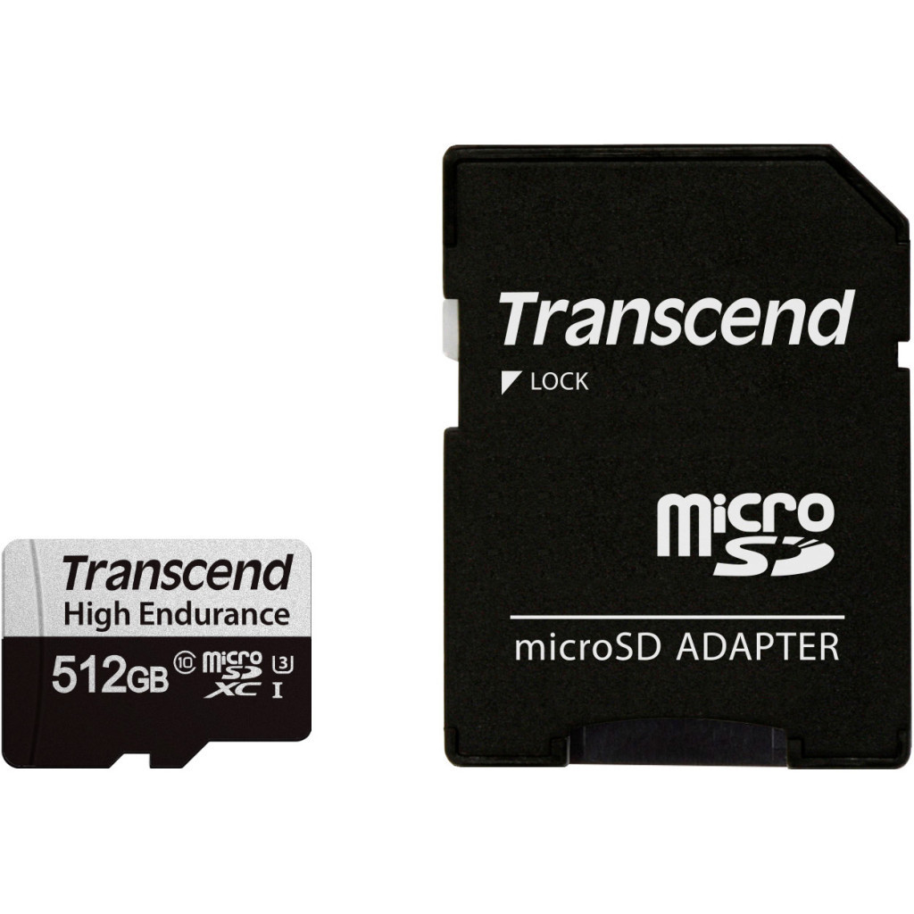 Карта пам'яті Transcend 512GB microSDXC class 10 UHS-I U3 High Endurance (TS512GUSD350V) - зображення 1
