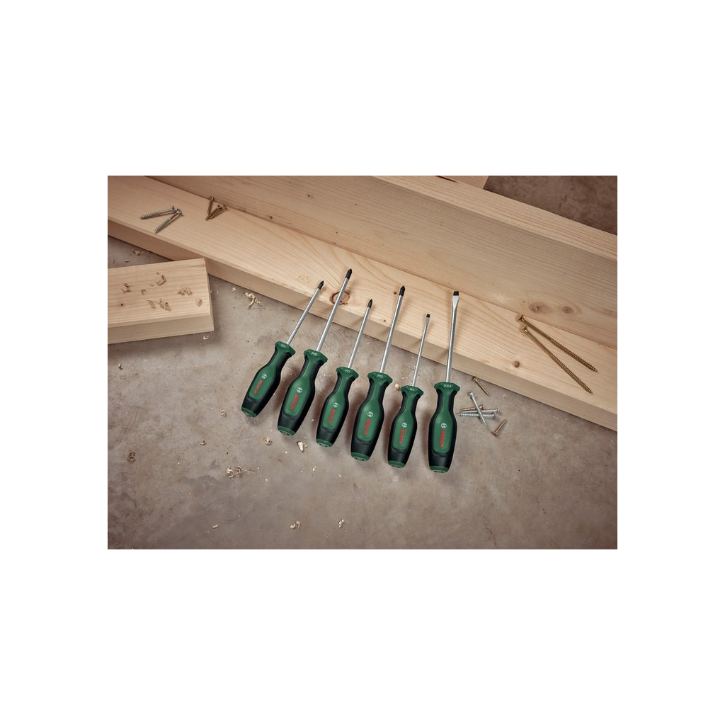 Набір викруток Bosch набір 6шт, SL 4, 6.5 мм, PH1х100 мм, PH2х125 мм, PZ1х100 мм, PZ2х125 мм (1.600.A02.BX7) - изображение 3
