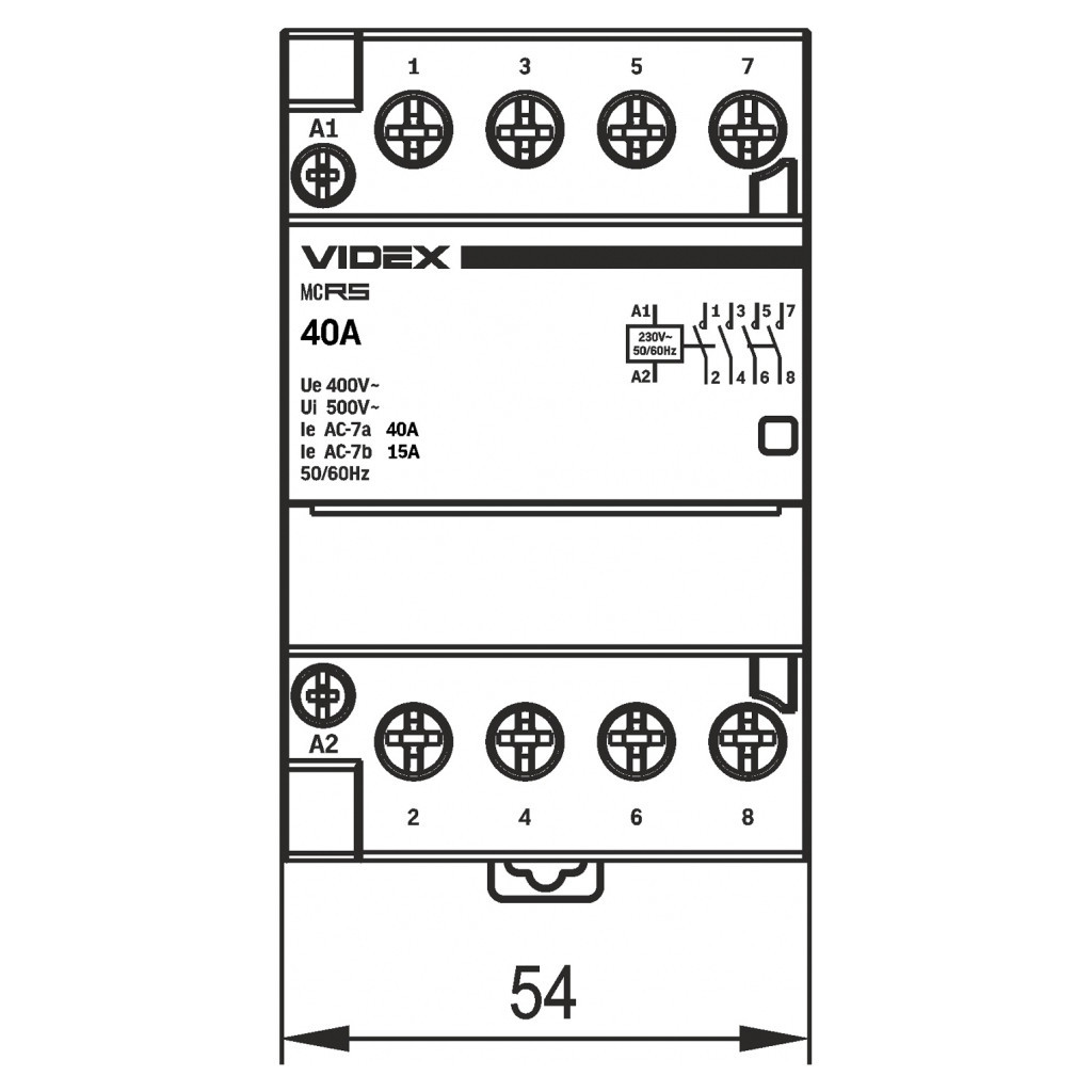 Контактор Videx 4п 40А 4НВ VF-RS-MC4O-40 RESIST - зображення 5