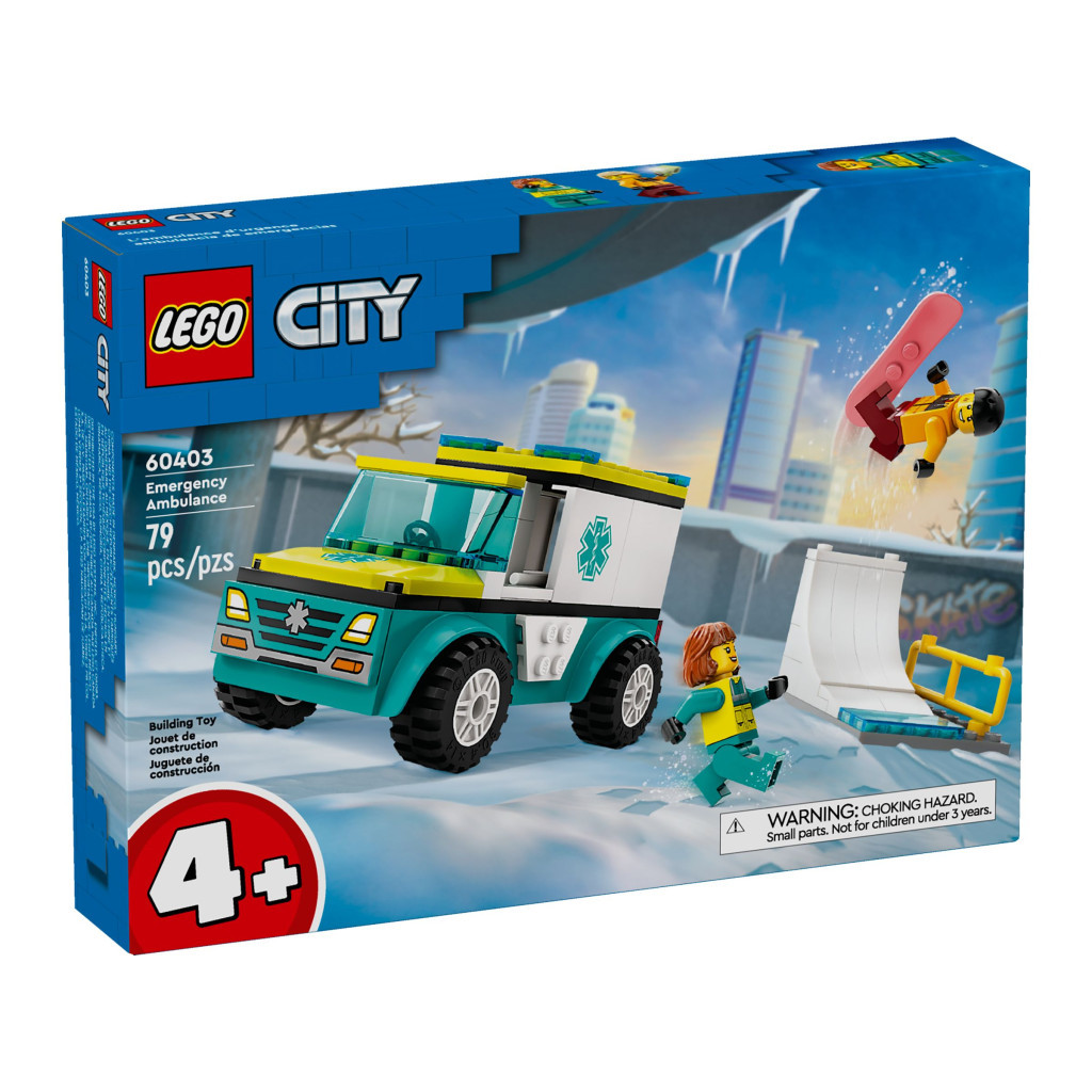 Конструктор LEGO City Карета швидкої допомоги й сноубордист 79 деталей (60403) - зображення 1