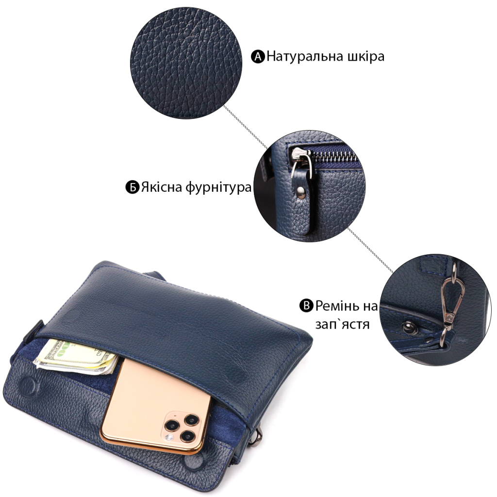 Сумка Canpellini З натуральної шкіри Синя (21545) - зображення 4