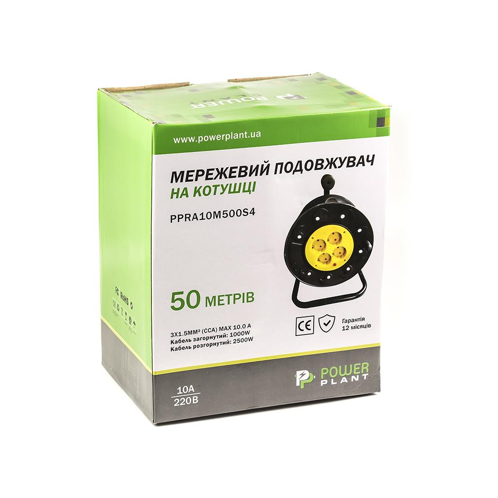 Мережевий подовжувач PowerPlant на катушке 50 м, 4 розетки (JY-2002/50) (PPRA10M500S4) - зображення 4