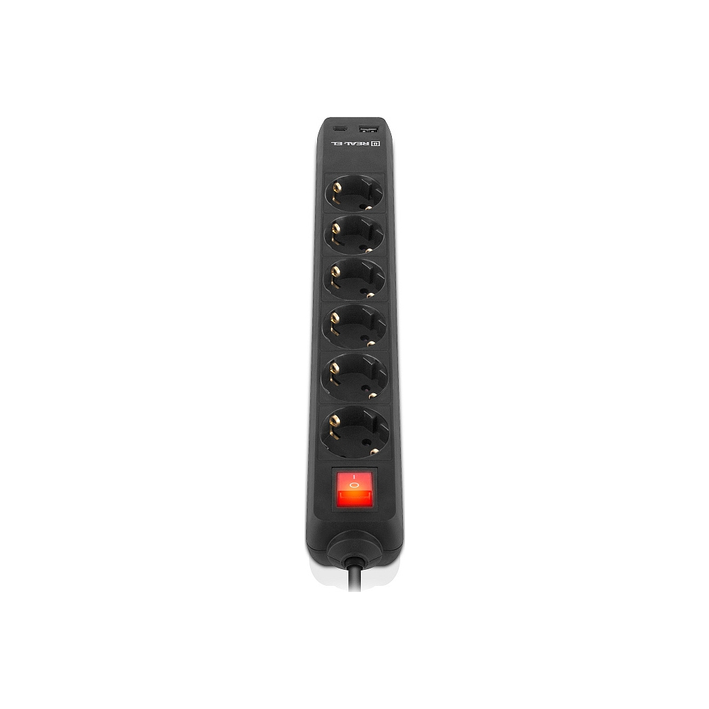 Мережевий подовжувач REAL-EL RS-PROTECT 605 3m, black (EL122300041) - зображення 4