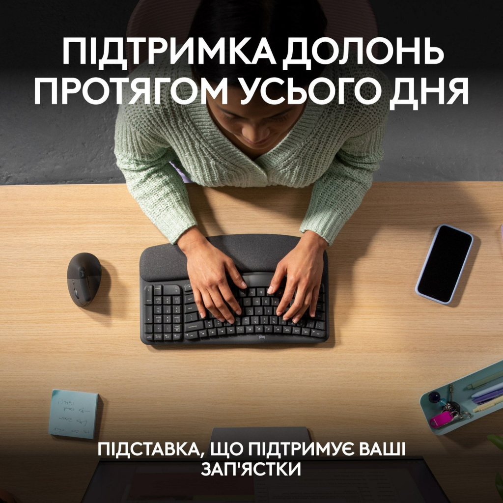 Клавіатура Logitech Wave Keys For Business Bluetooth/Wireless UA Black (920-012334) - зображення 6