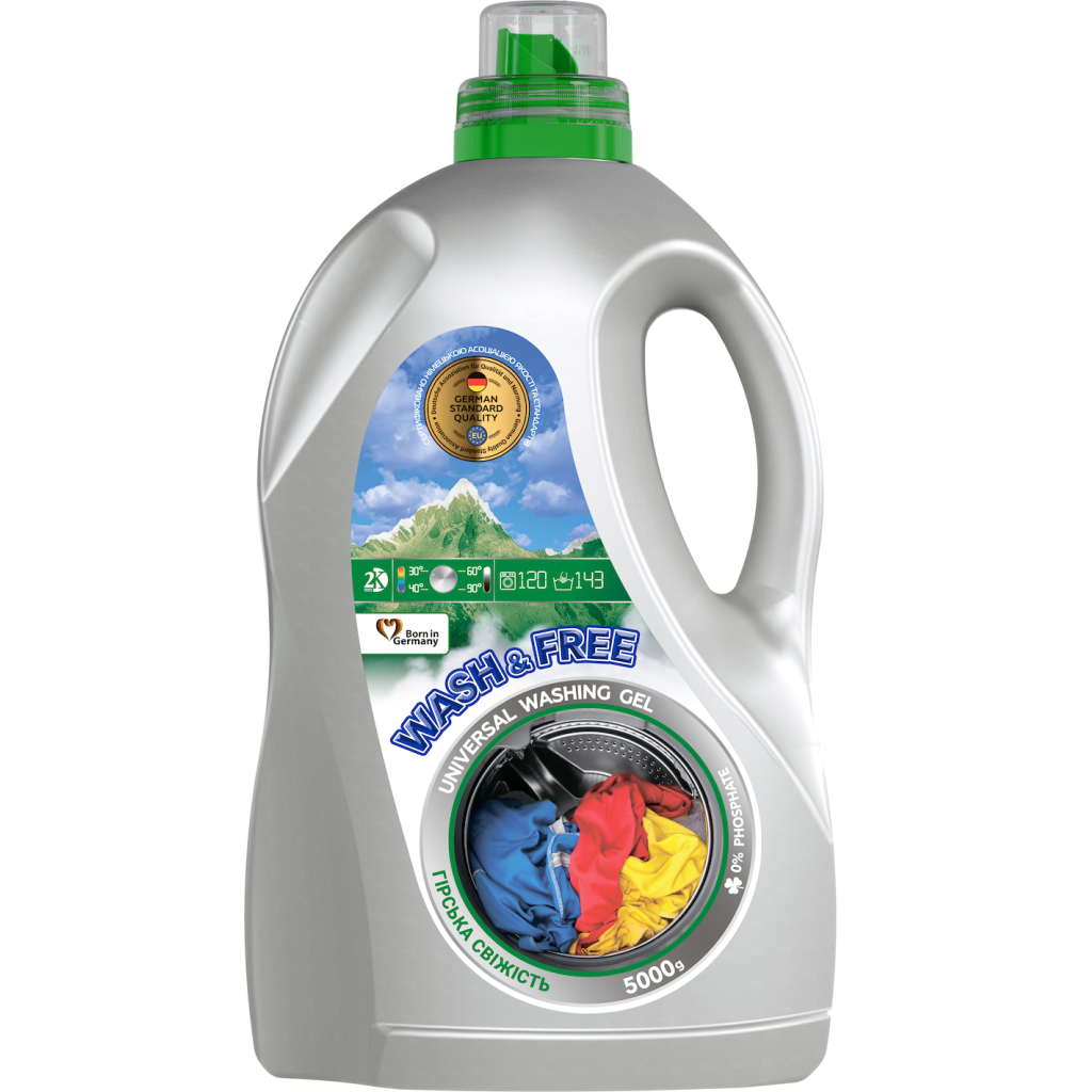 Гель для прання Wash&Free Гірська свіжість 5 кг (4262396142221) - зображення 1