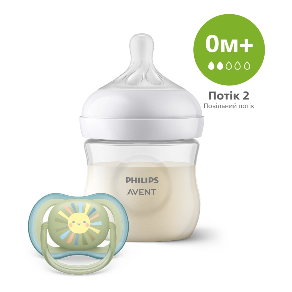 Набір для годування новонароджених Philips AVENT Natural Природний Потік пляшечка 125 мл + пустушка Ultra Air 0-6 міс (SCD837/10) - изображение 1