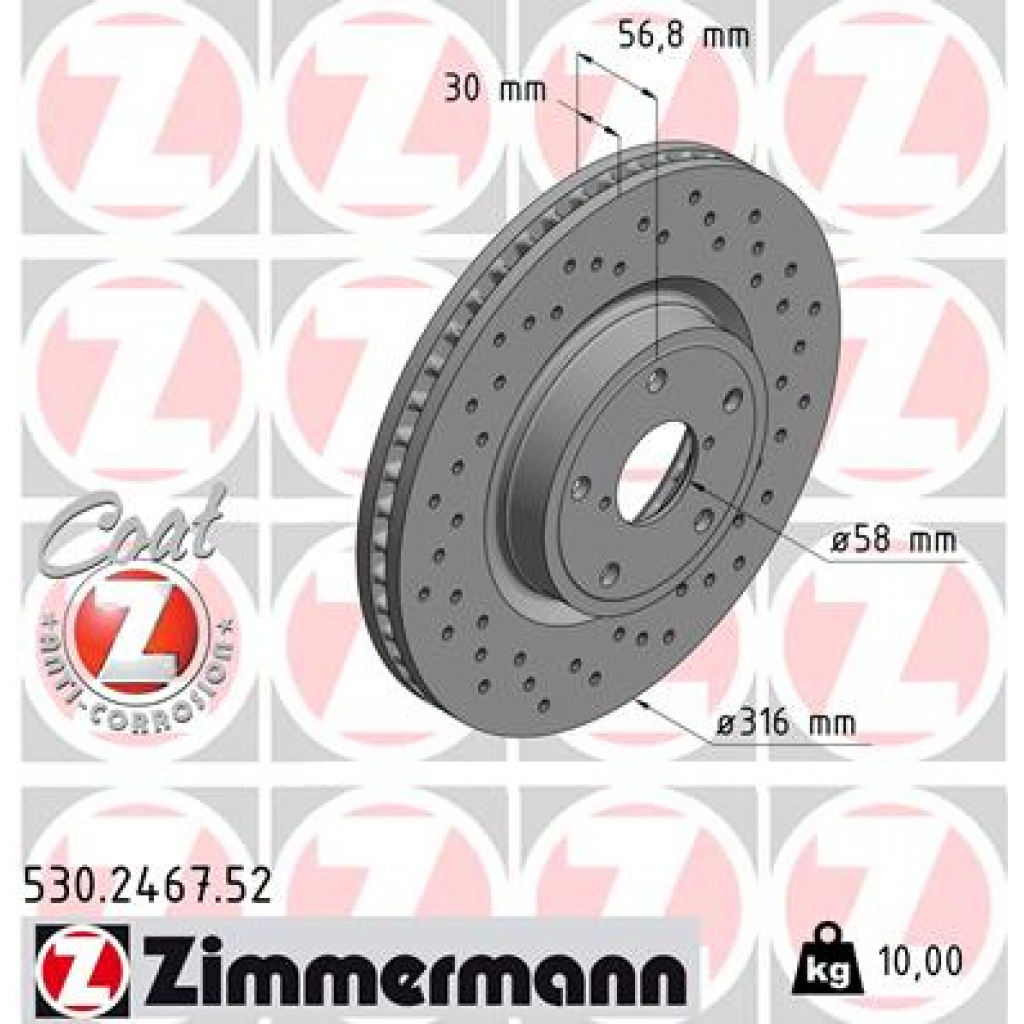 Гальмівний диск ZIMMERMANN 530.2467.52 - зображення 1