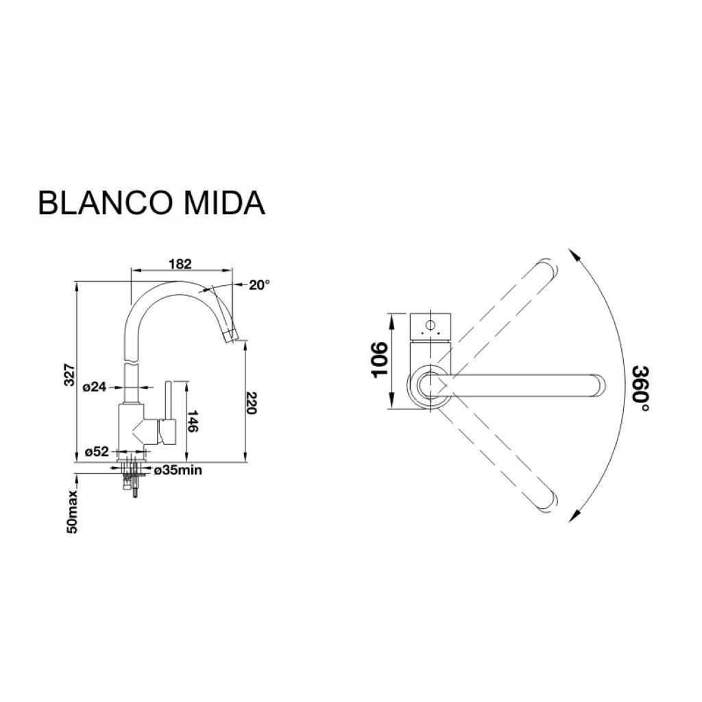 Змішувач Blanco MIDA БЕЛЫЙ (519418) - зображення 2