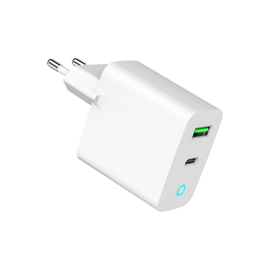 Зарядний пристрій Gembird 1xUSB-A + 1 Type-C (PD20Вт + QC3.0 18Вт) white (TA-UC-PDQC20L-W-01) - зображення 2