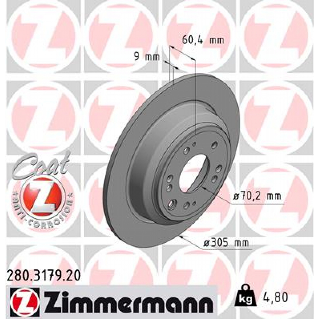 Гальмівний диск ZIMMERMANN 280.3179.20 - зображення 1