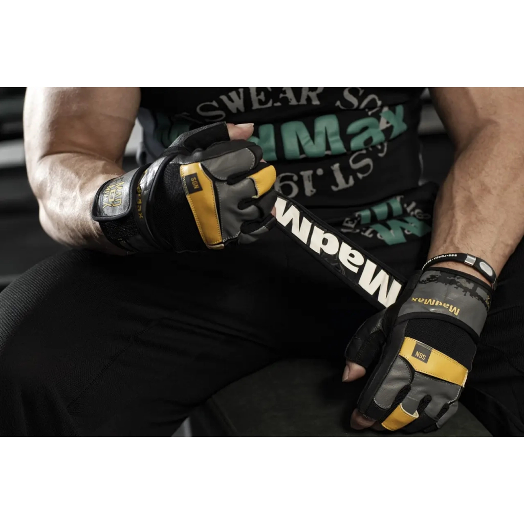 Рукавички для фітнесу MadMax MFG-880 Signature Black/Grey/Yellow XL (MFG-880_XL) - зображення 10