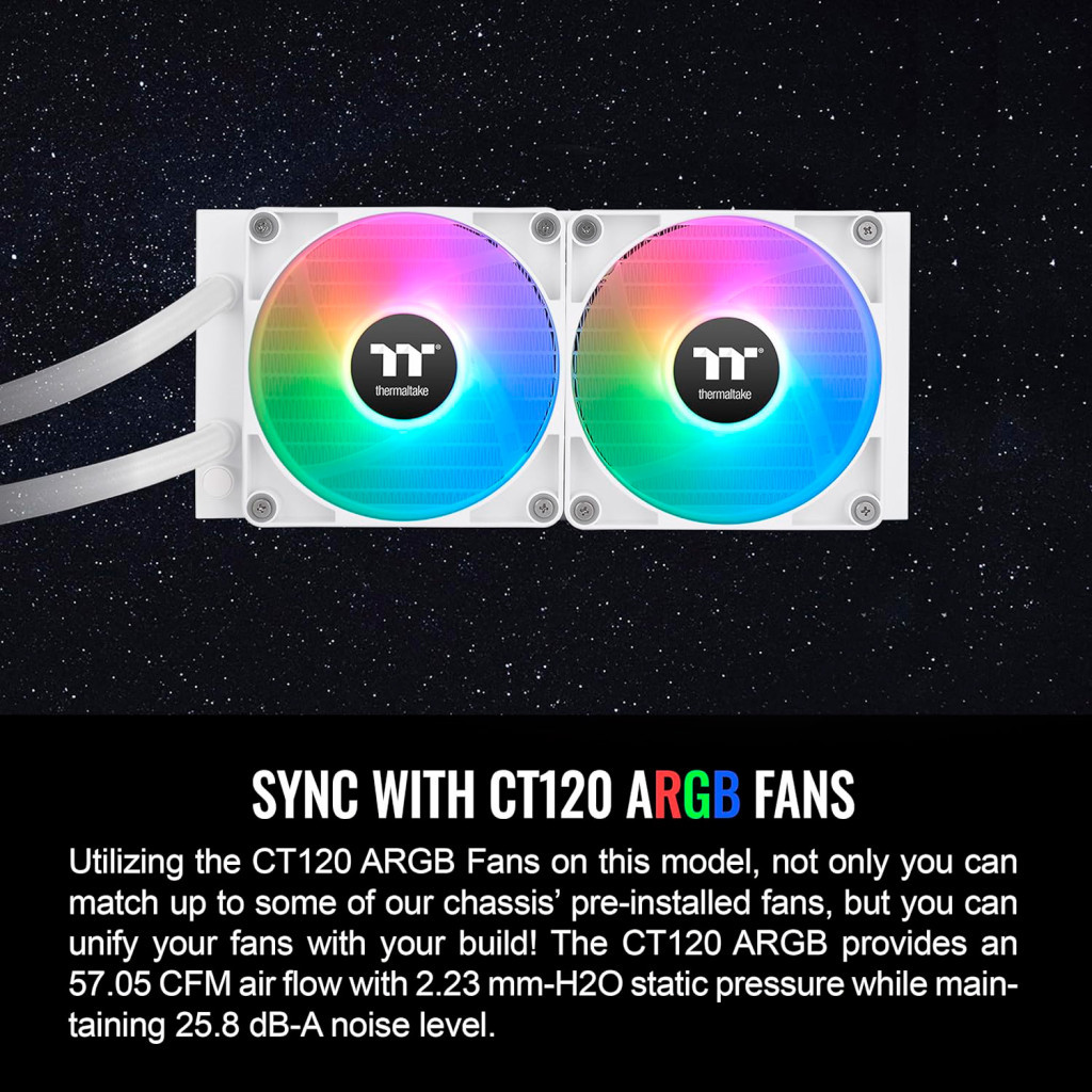 Система рідинного охолодження ThermalTake TH240 V2 ARGB Sync Snow Edition (CL-W364-PL12SW-A) - изображение 11