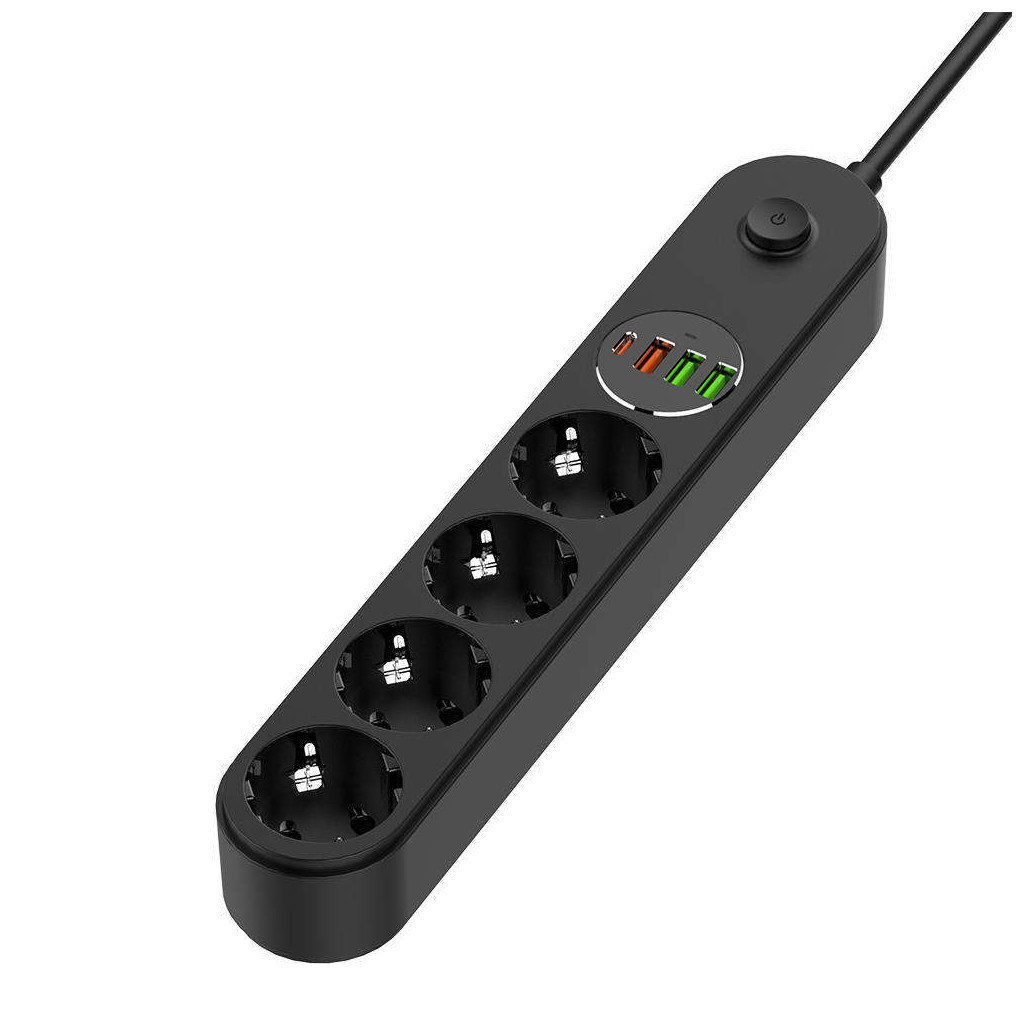 Мережевий фільтр живлення ColorWay 4 розетки/4USB 2M (CW-CHE44PDB) - зображення 1