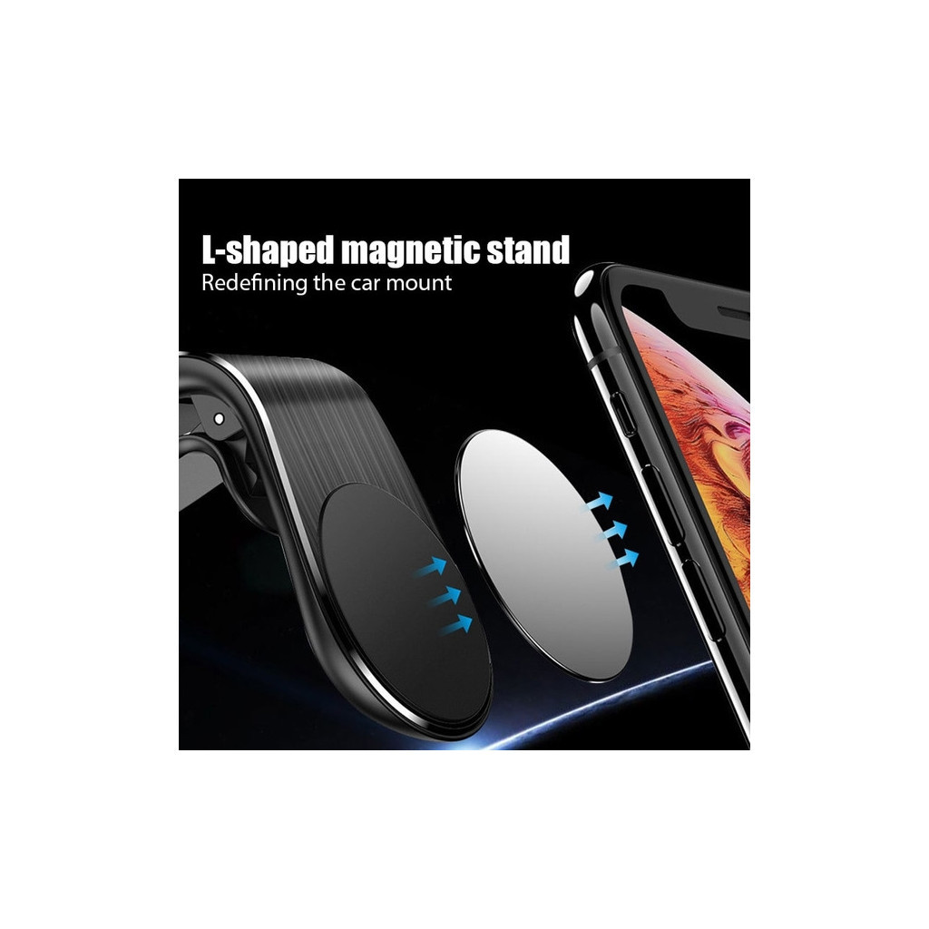 Універсальний автотримач XO на дефлектор C82 Flat Magnetic Black (XO-C82BK) - изображение 5