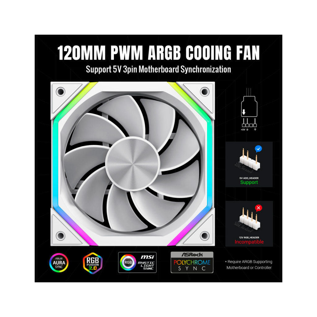 Кулер до корпусу Gamemax FN12A-N2-RW - зображення 7