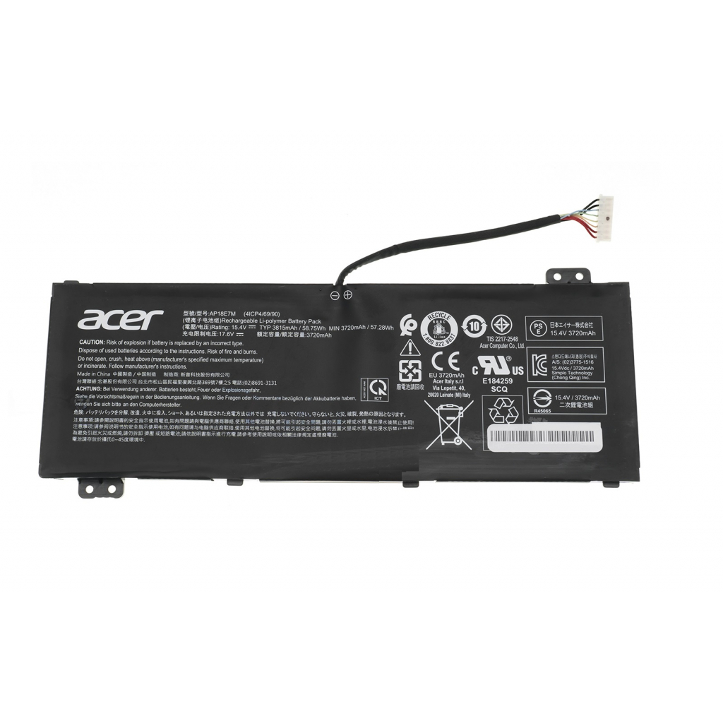Акумулятор до ноутбука Acer AP18E7M Aspire A715, 3815mAh (58.75Wh), 4cell, 15.4V, Li-Pol (A47699) - зображення 1