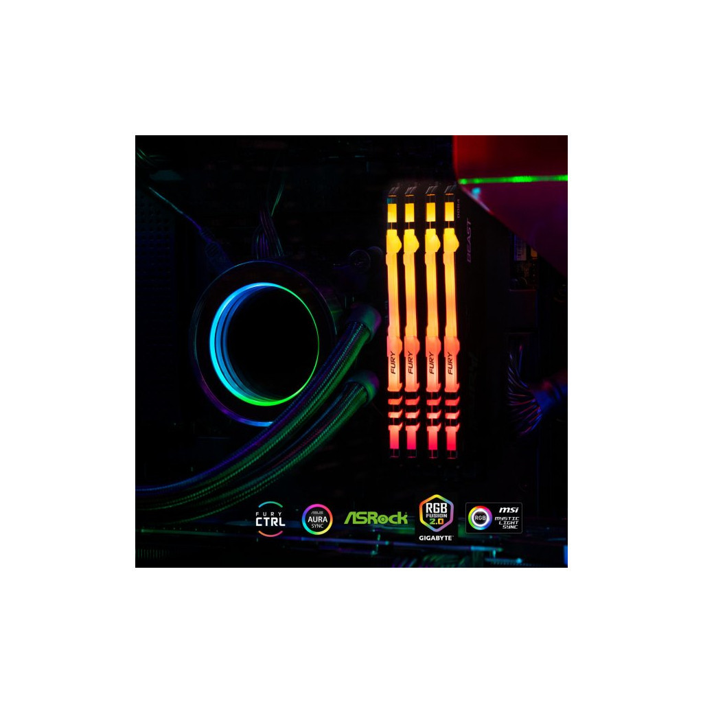 Модуль пам'яті для комп'ютера DDR4 16GB 3200 MHz Beast RGB Kingston Fury (ex.HyperX) (KF432C16BBA/16) - зображення 6