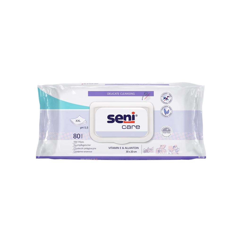 Вологі серветки Seni Care Для догляду за тілом 30 х 20 см 80 шт. (5900516422417) - зображення 1