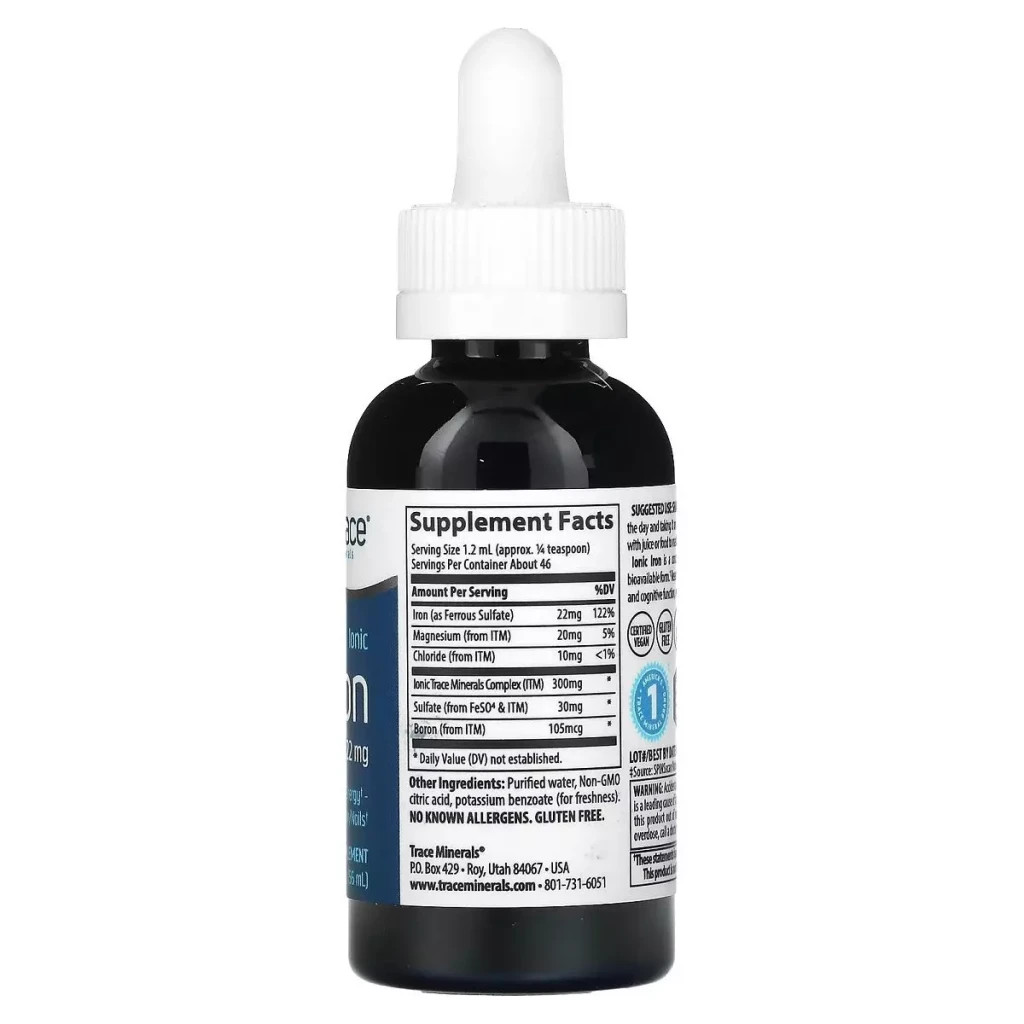 Вітамінно-мінеральний комплекс Trace Minerals Залізо іонізоване у краплях, 22 мг, Ionic Iron, 59 мл (TMR-00016) - зображення 2