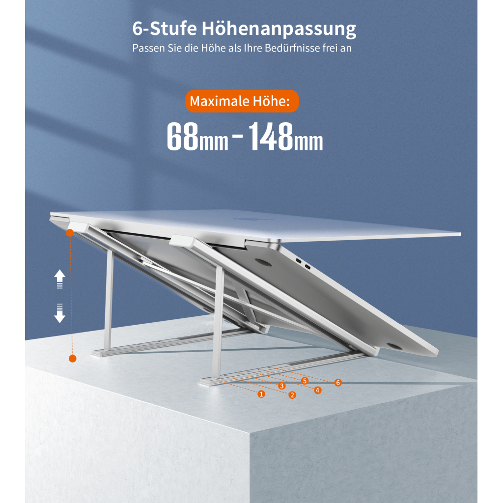 Підставка до ноутбука Choetech до 17", алюміній, компактна конструкція (H055-GY) - зображення 3