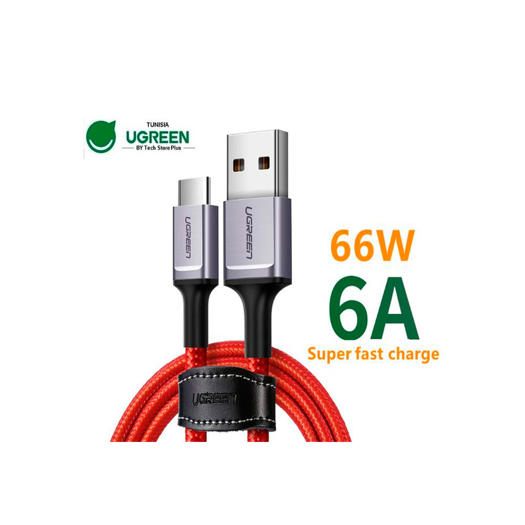 Дата кабель USB 2.0 AM to USB-C 1.0m 6A US505 red Ugreen (20527) - зображення 4