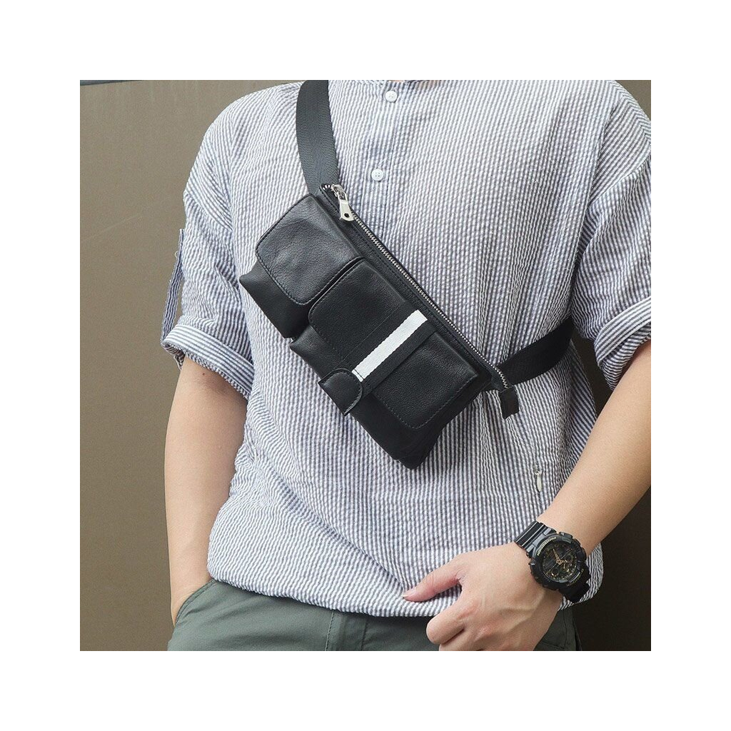 Сумка Vintage Поясна шкіряна Чорна (14953) - зображення 11