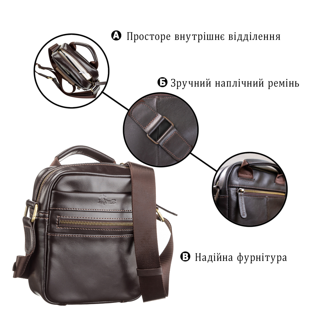 Сумка Shvigel Шкіряна Коричнева (11089) - зображення 4