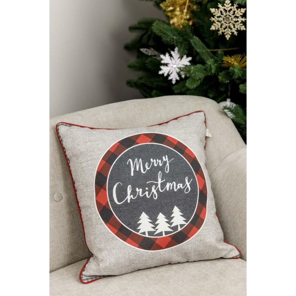 Наволочка Прованс декоративна Меry Cristmas сіра 45х45 (031692) - зображення 3