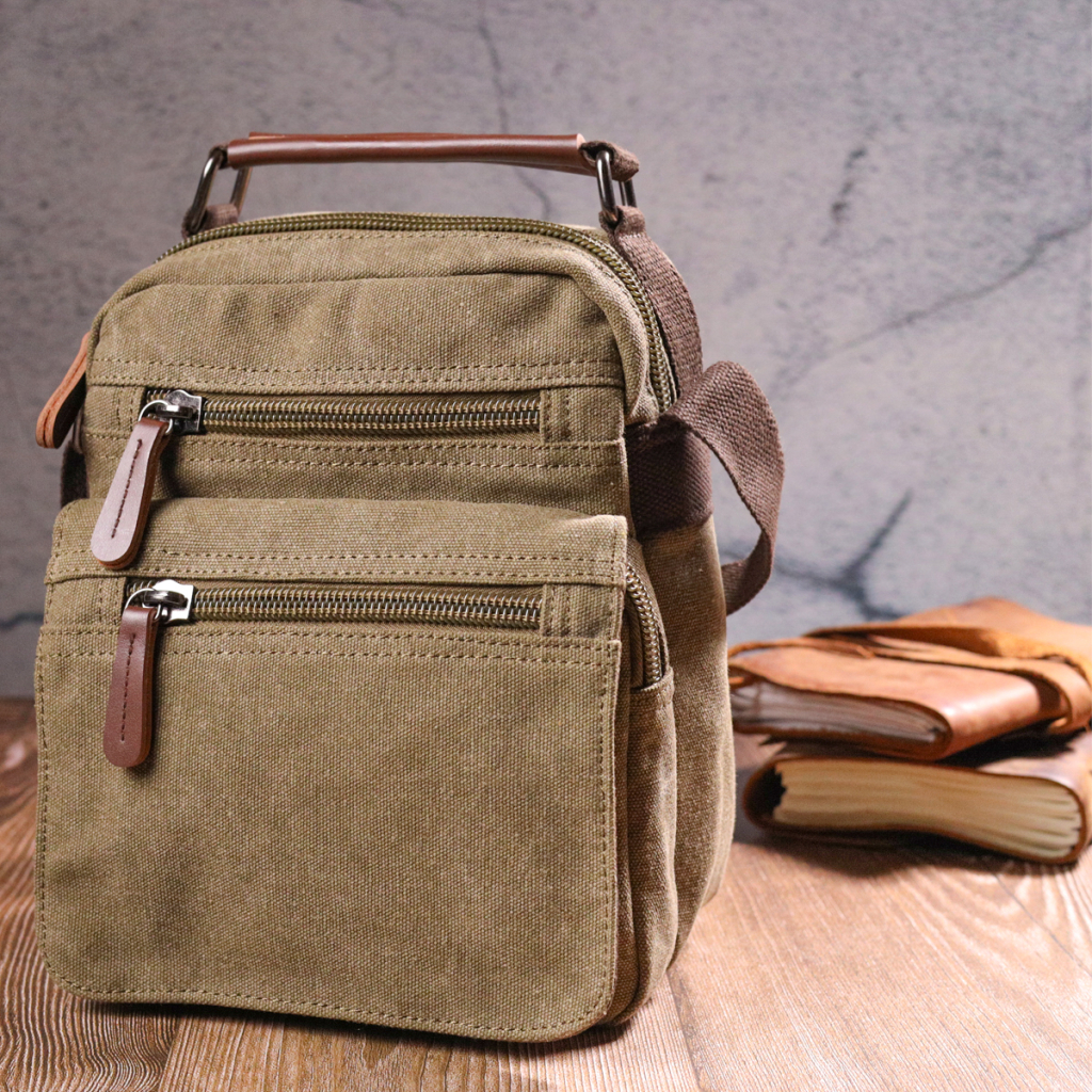 Сумка Vintage Тканинна з щільного текстилю Оливкова (21227) - зображення 7