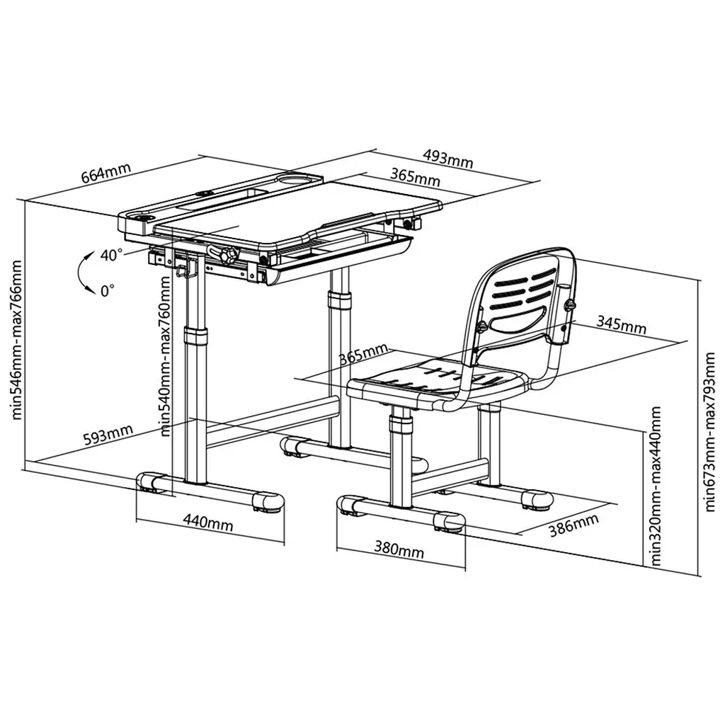 Парта зі стільцем FunDesk Cantare Grey - зображення 10