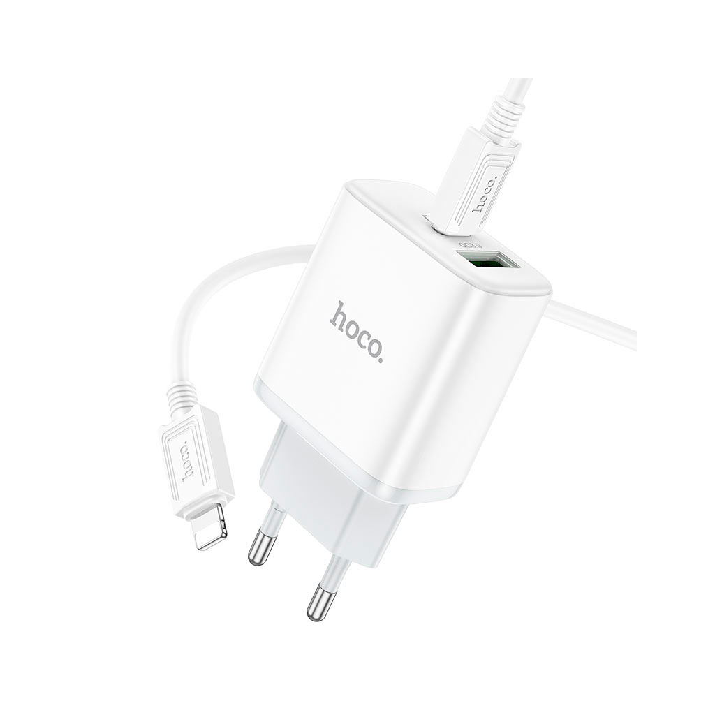 Зарядний пристрій HOCO C105A Stage 1xUSB-C PD20W + 1xUSB QC3.0 + cable USB-C to Lightning White (6931474782939) - зображення 5