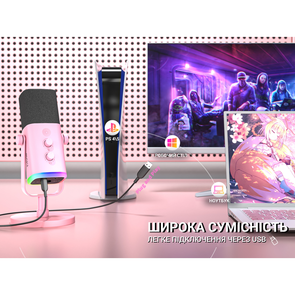 Мікрофон Fifine AM8P USB/XLR Pink (AM8P) - изображение 9
