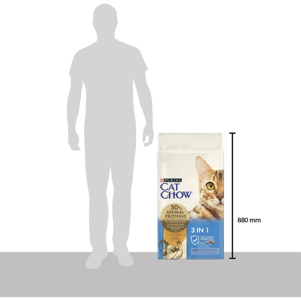 Сухий корм для кішок Purina Cat Chow Feline 3 в 1 з індичкою 15 кг (7613034153746) - изображение 4