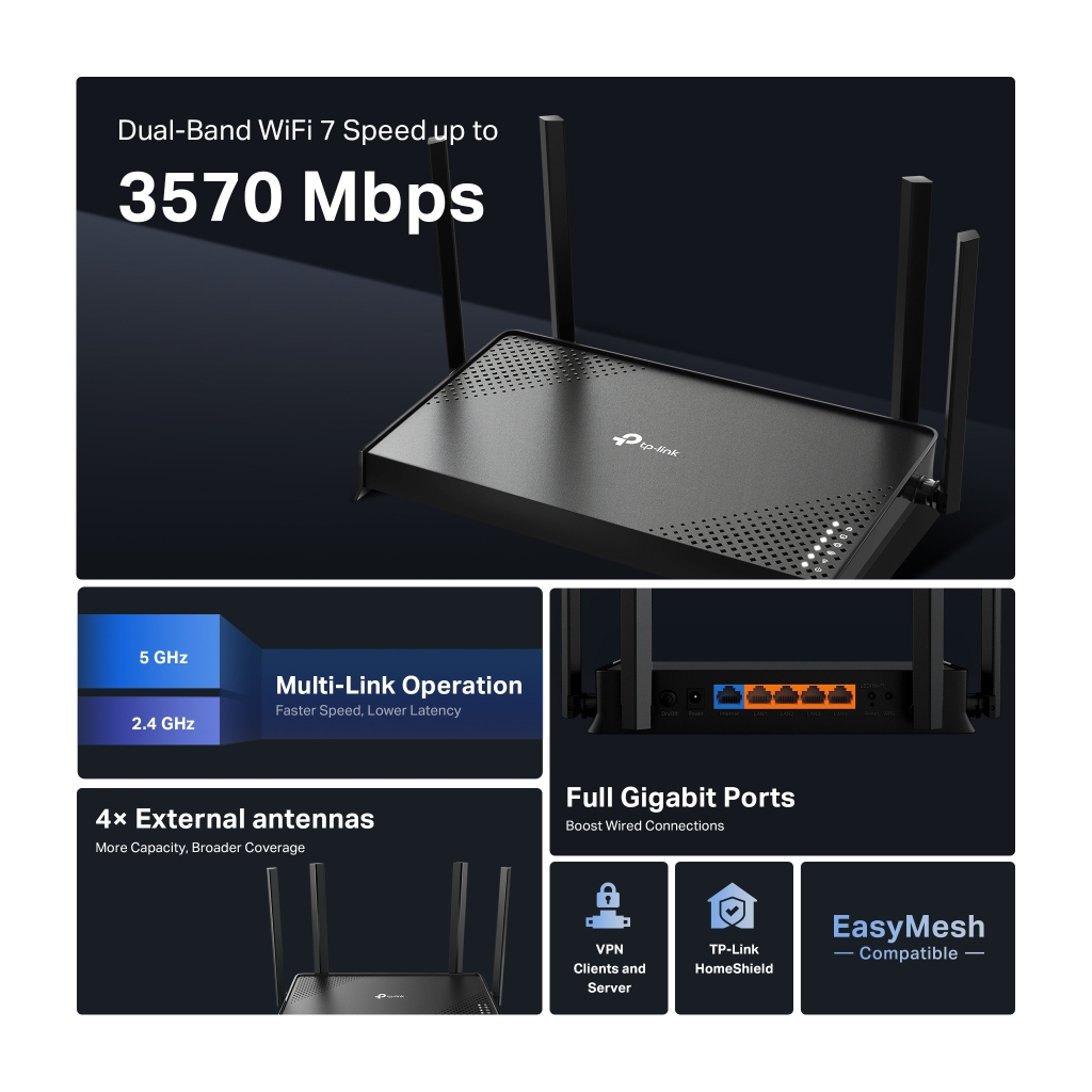 Маршрутизатор TP-Link Archer BE220 (ARCHER-BE220) - зображення 5