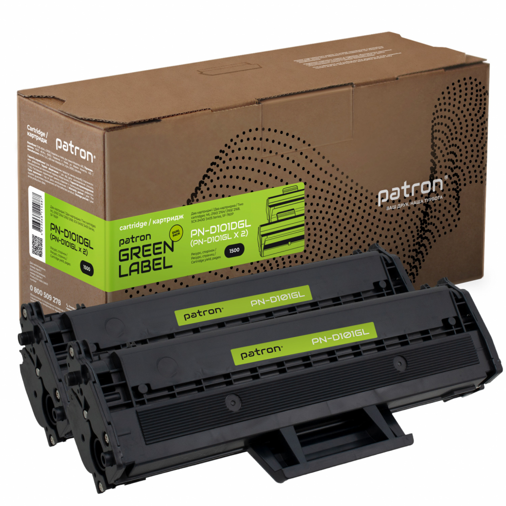Картридж Patron SAMSUNG MLT-D101S (ML-2160) GREEN Label (DUAL PACK) (PN-D101DGL) - зображення 1