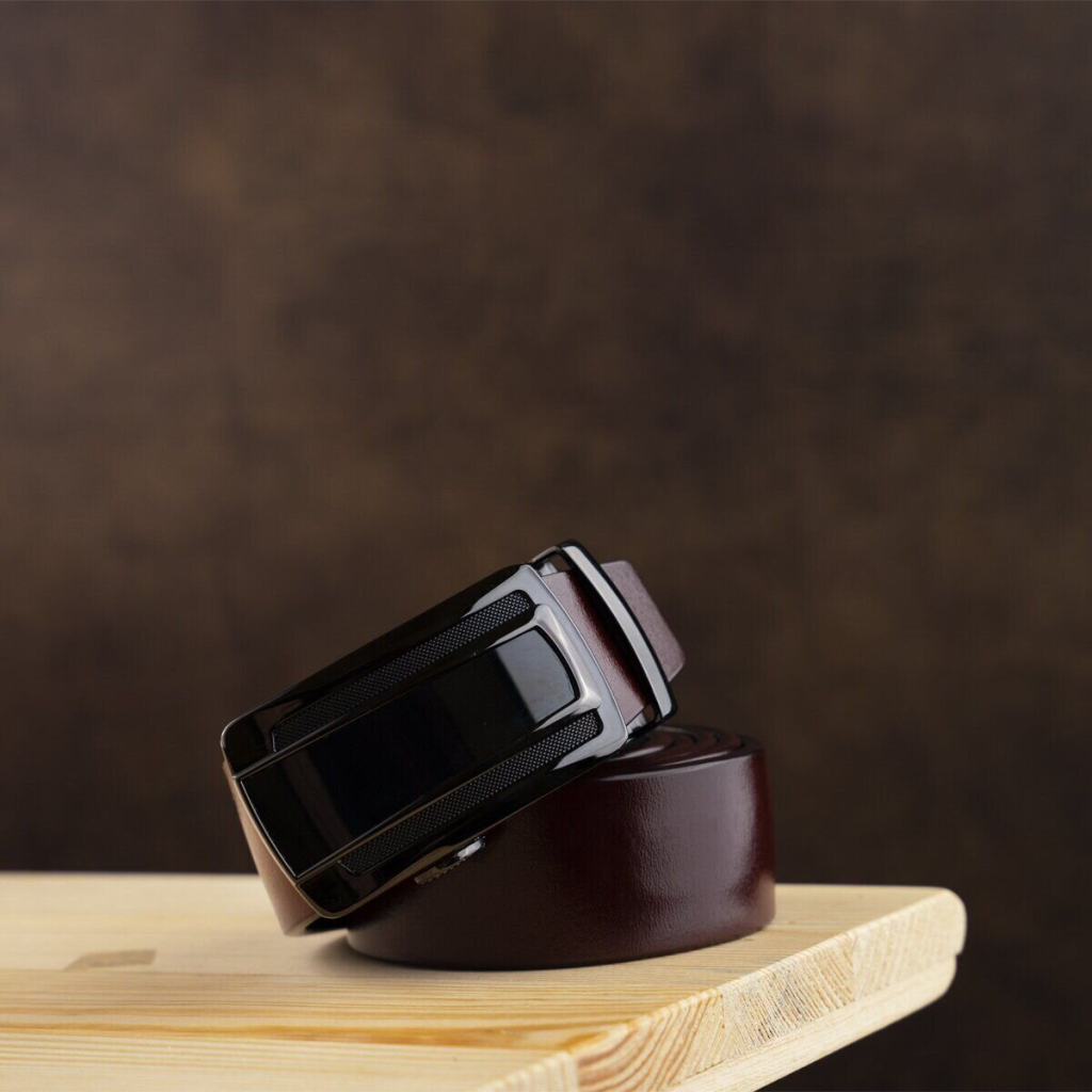Ремінь Vintage Чоловічий із затемненою пряжкою автомат Коричневий (20296) - зображення 8