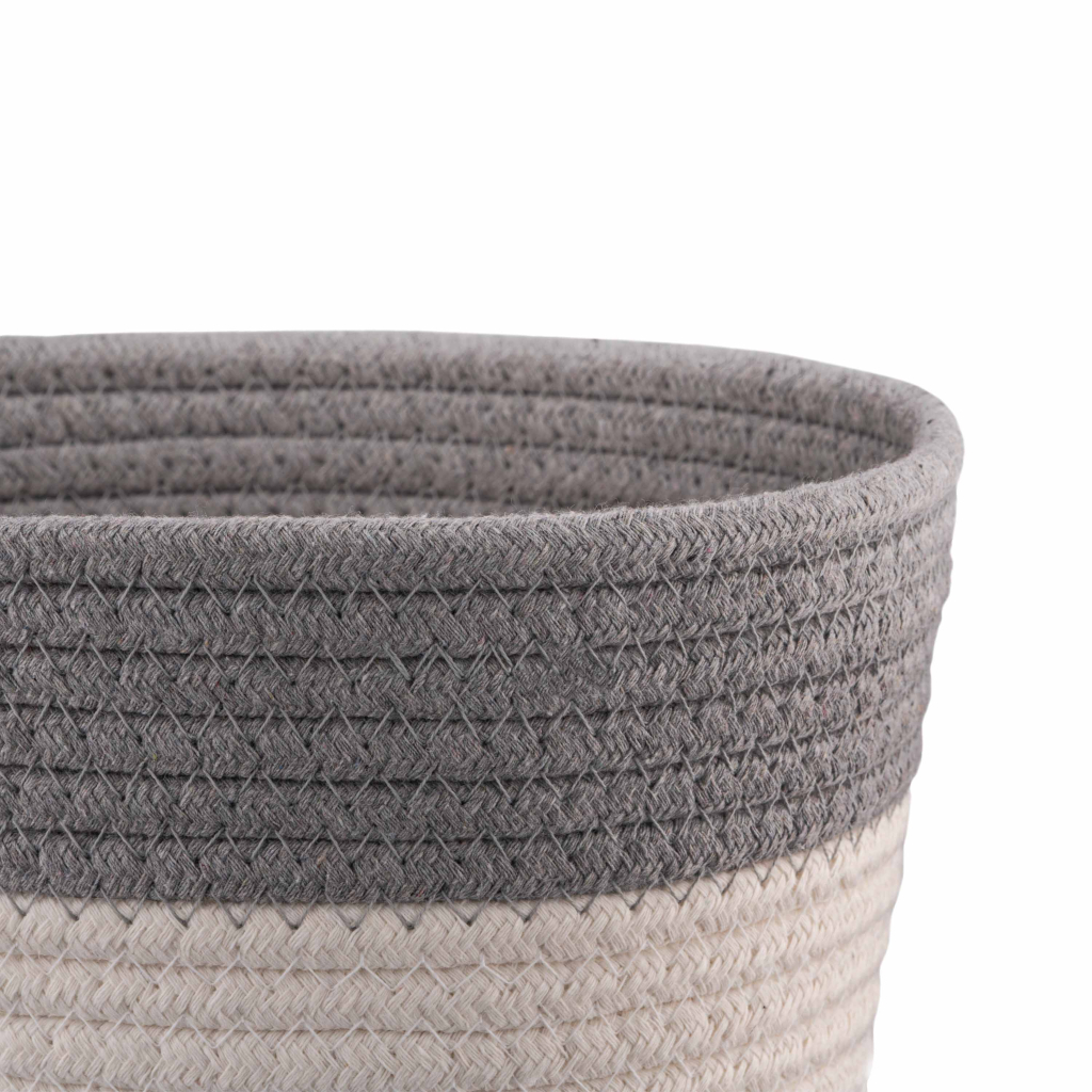 Кошик для зберігання Ardesto Vigor Плетений Бавовняний шпагат Сірий / білий 3.5 л (ARHC2504GW) - зображення 3