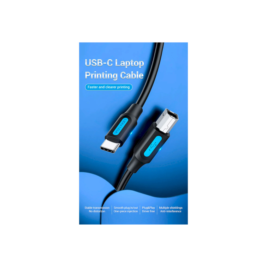 Кабель для принтера USB-C 2.0 to BM 2.0m 2.4А 480Mbps VENTION (CQUBH) - picture 3