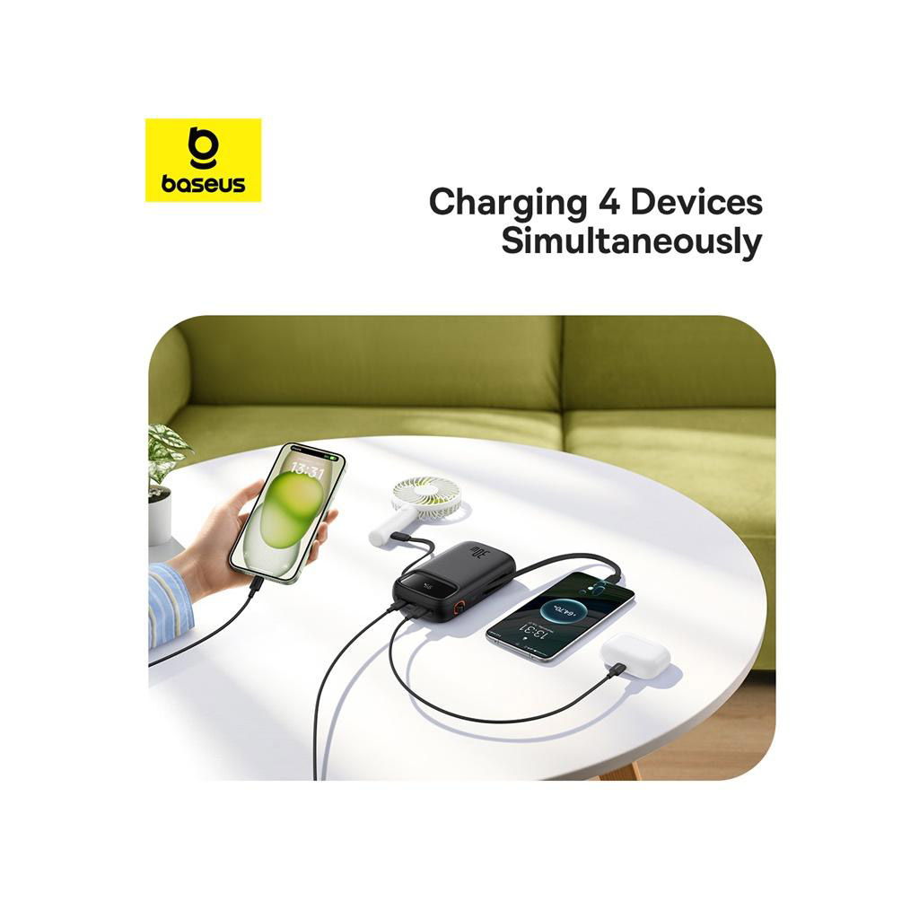 Батарея універсальна Baseus QPow2 20000mAh 30W, with 2*Type-C Cable, Black (P10055009113-00) - зображення 7