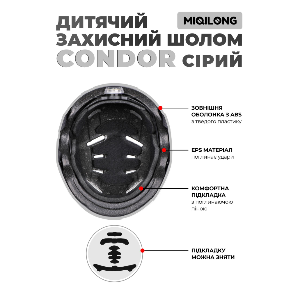 Шолом Miqilong Condor сірий (CONDOR-M-GRAY) - зображення 12