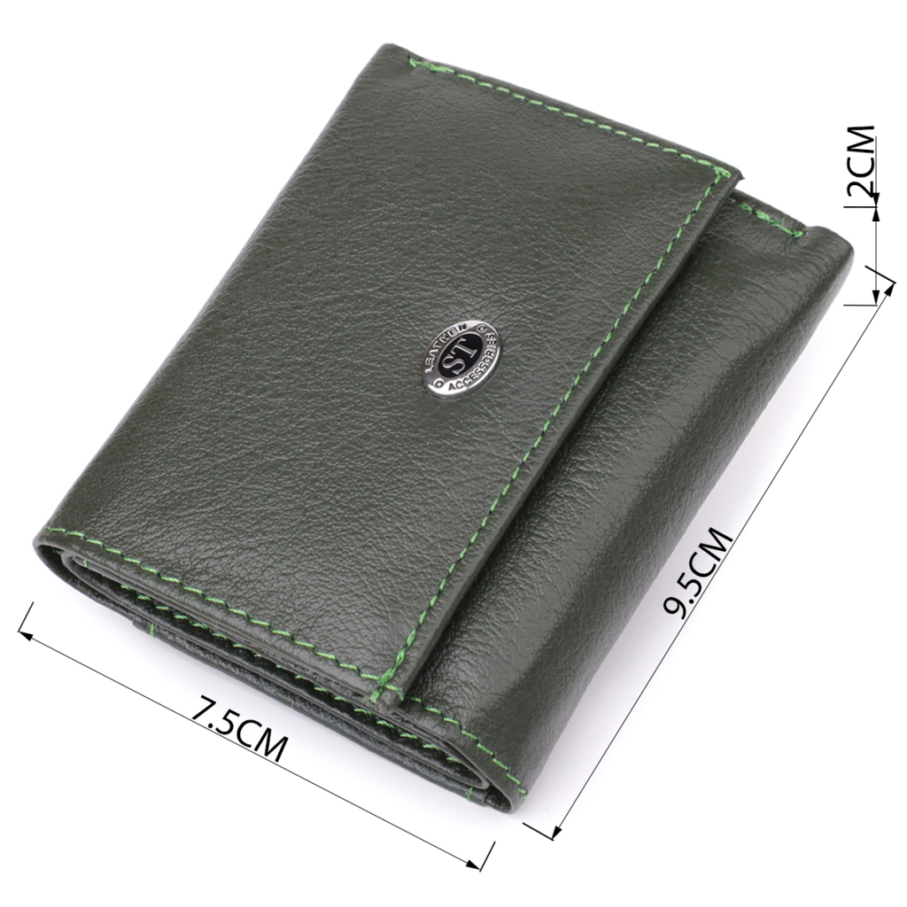 Гаманець ST Leather З натуральної шкіри Зелений (23083) - зображення 3