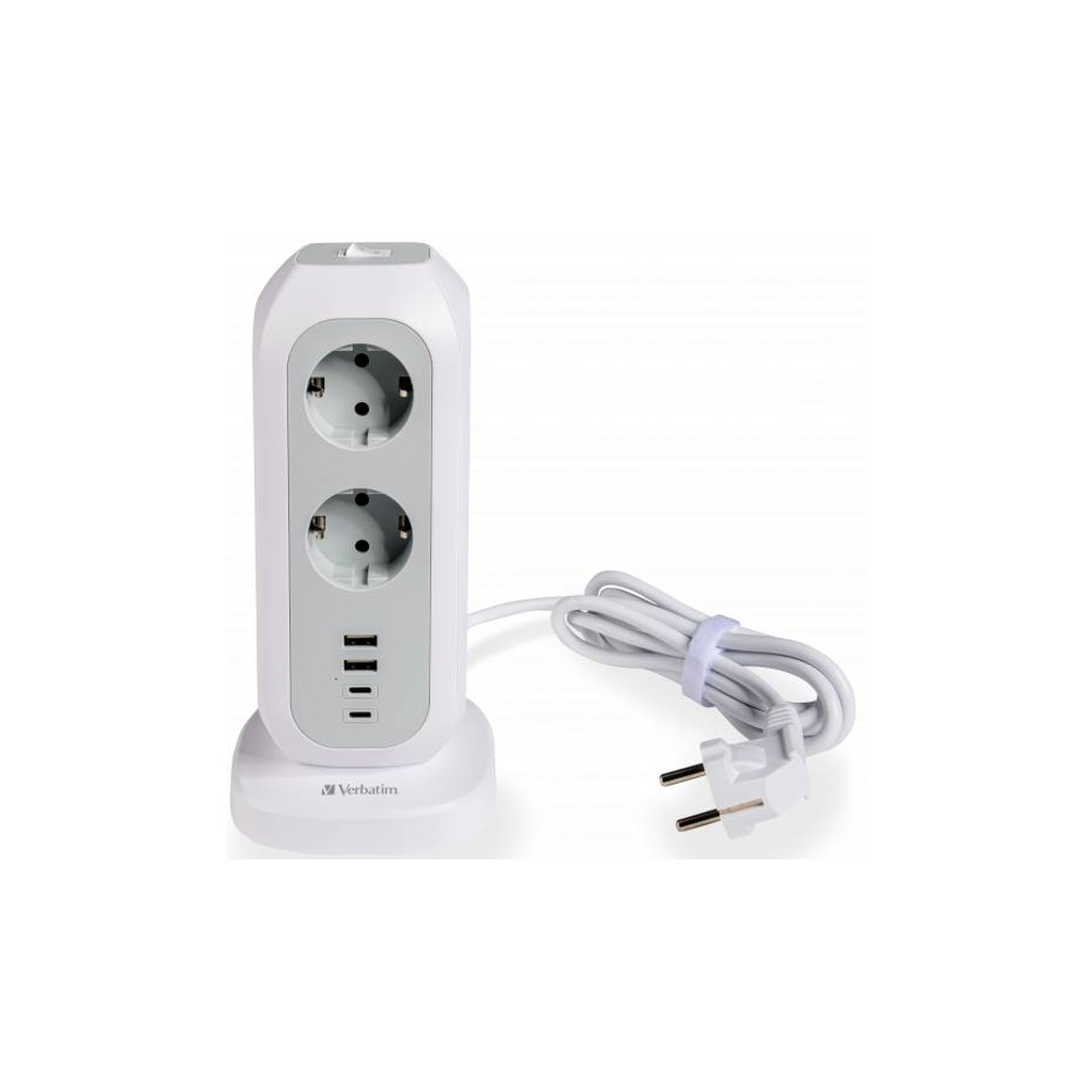 Мережевий фільтр живлення Verbatim 11 розеток, 2 x USB-C та 2 x USB-A (49547) - зображення 1
