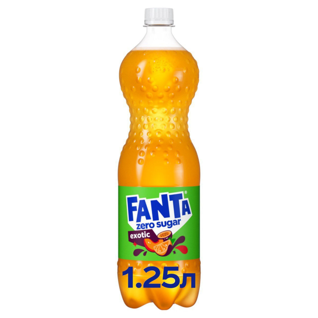 Напій Fanta Zero Sugar Exotic Безалкогольний сильногазований соковмісний 1.25 л (5449000211989) - зображення 1