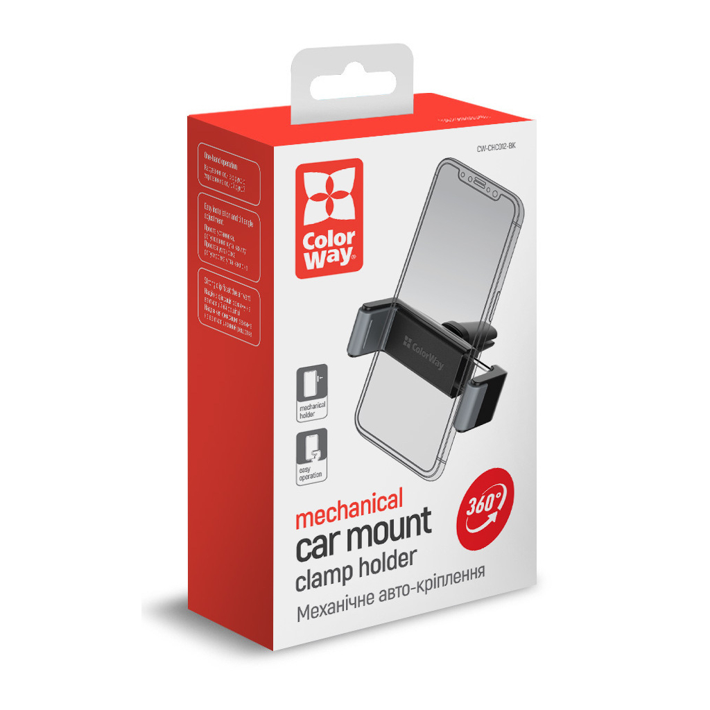 Універсальний автотримач ColorWay Clamp Holder Black (CW-CHC012-BK) - изображение 11