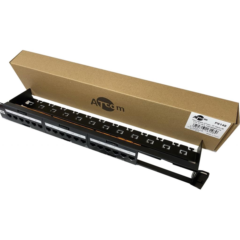 Патч-панель 19" 24хRJ-45 UTP 1U cat.6, в зборі з Keystone, Organizer Atcom (P6148) - изображение 1