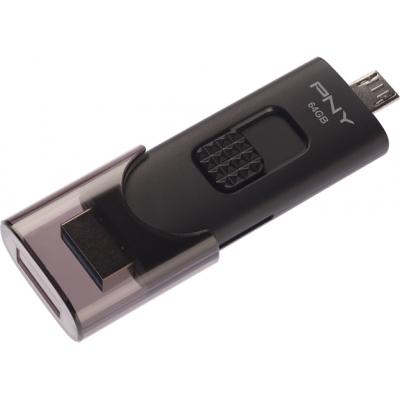 USB флеш накопичувач PNY flash 64GB OTG Duo-Link For Android Black USB 3.0 (FD64GOTGX30K-EF) - зображення 2