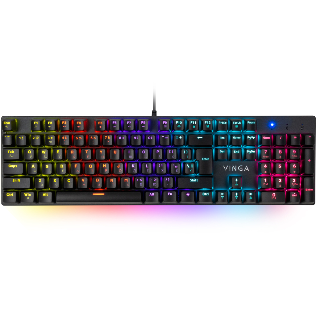 Клавіатура Vinga KBGM-100 LED Blue Switch USB Black (KBGM-100 Black) - зображення 1