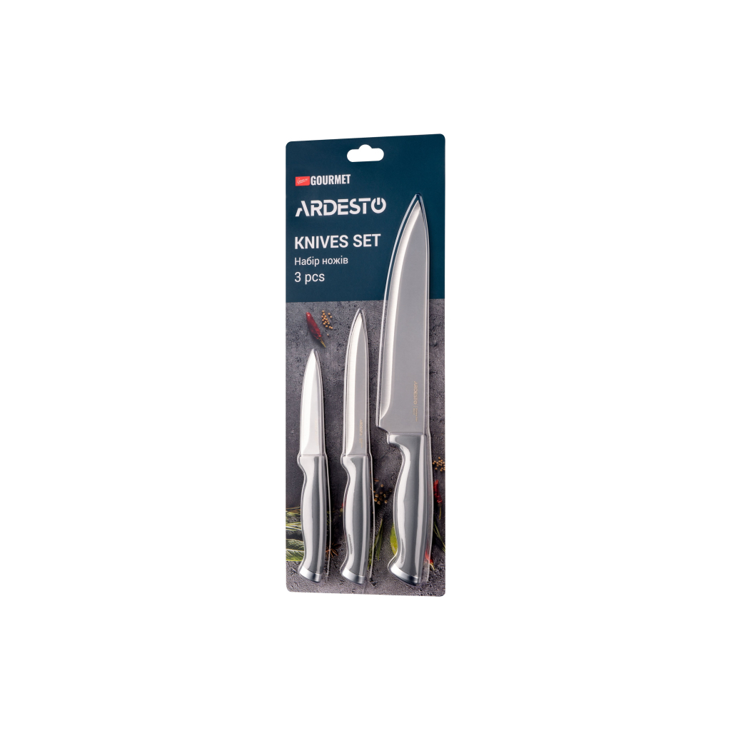 Набір ножів Ardesto Gemini Gourmet 3 шт Grey (AR2103GR) - изображение 2