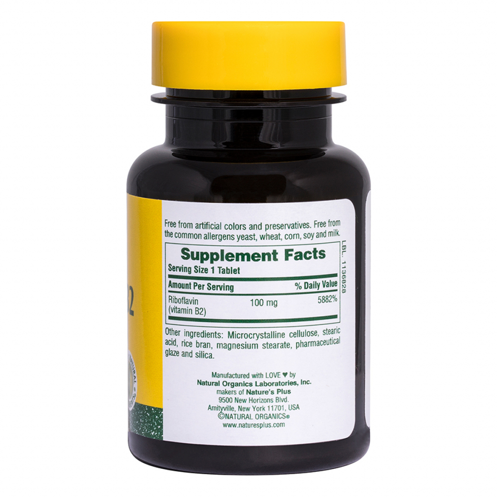 Вітамін Natures Plus Рибофлавін, B-2, Nature's Plus, 100 мг, 90 таблеток (NTP1630) - зображення 2